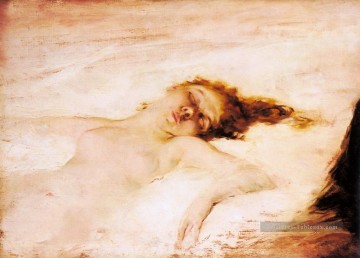 Une femme Nu inclinée Eduardo Léon Garrido Peinture à l'huile